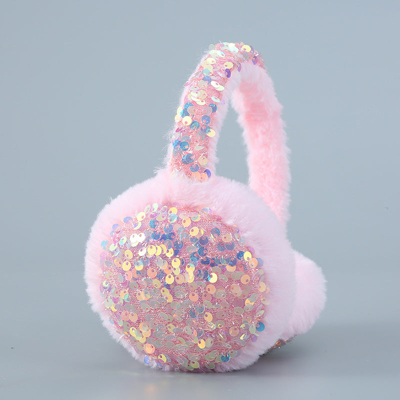 Wholesale Sequins Warm Cute Winter Earmuffs Plush Antifreeze Ear Warmer